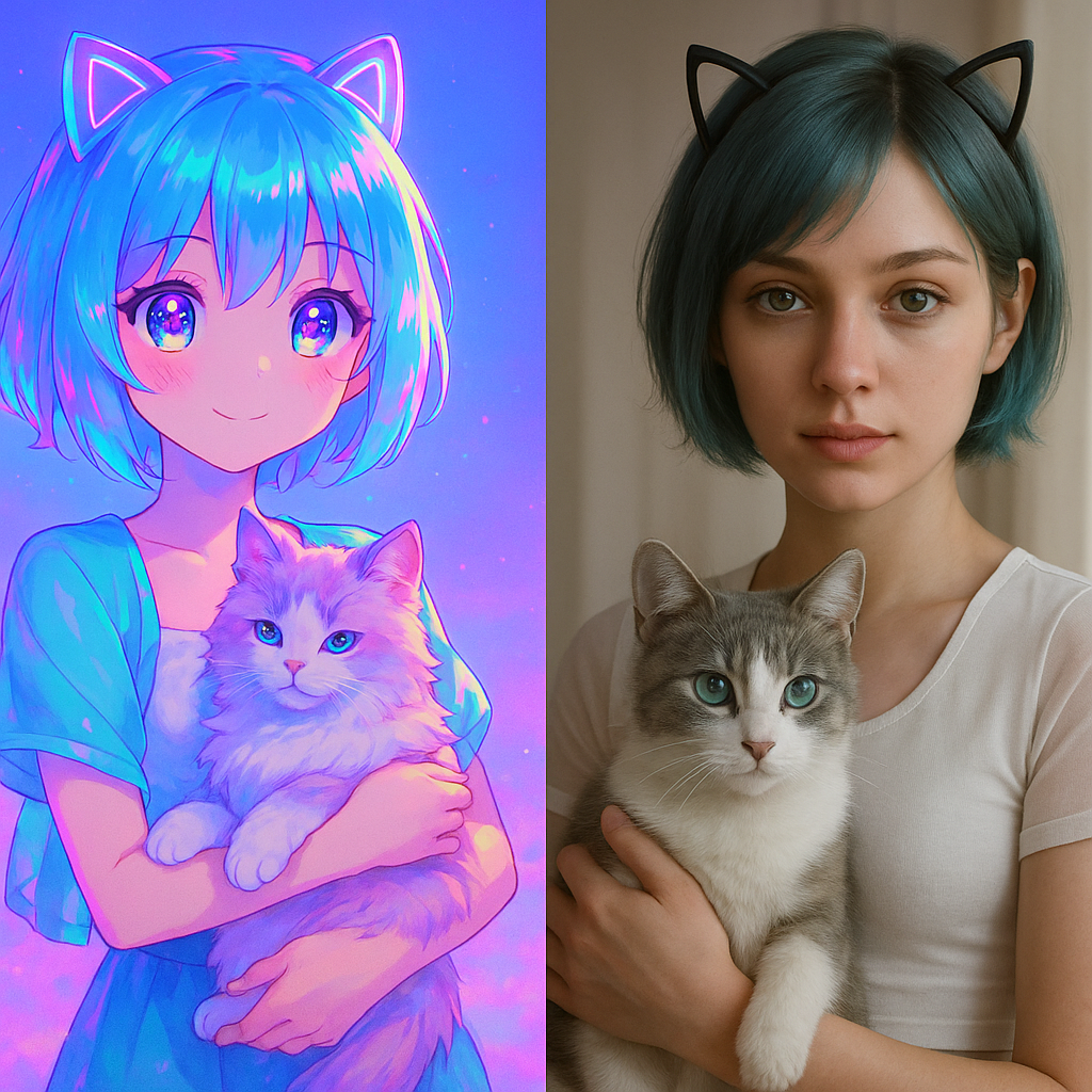 Girl with cat showcase oc maker | https://oc-maker.com/