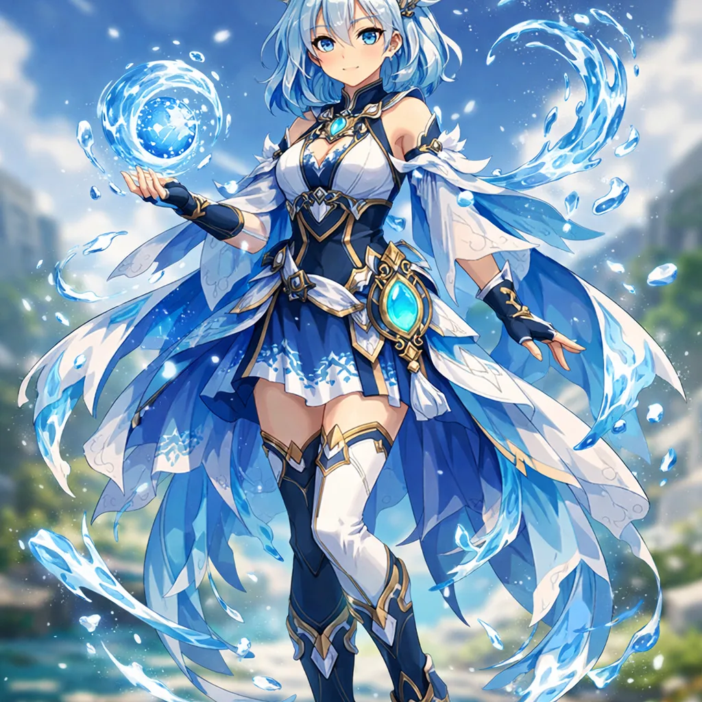 Genshin Impact OC with ornate outfit and elemental glow