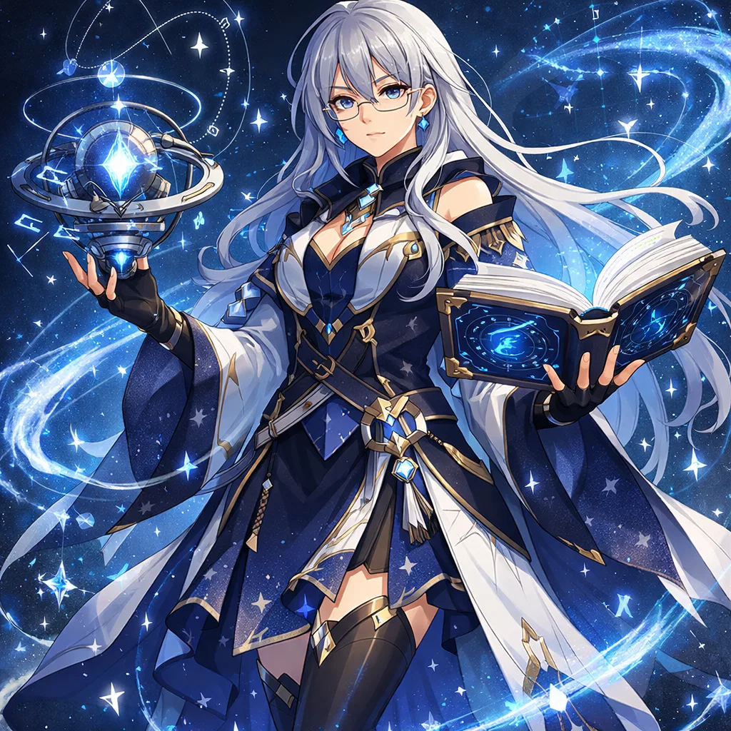 Honkai Star Rail style character with cosmic energy effects